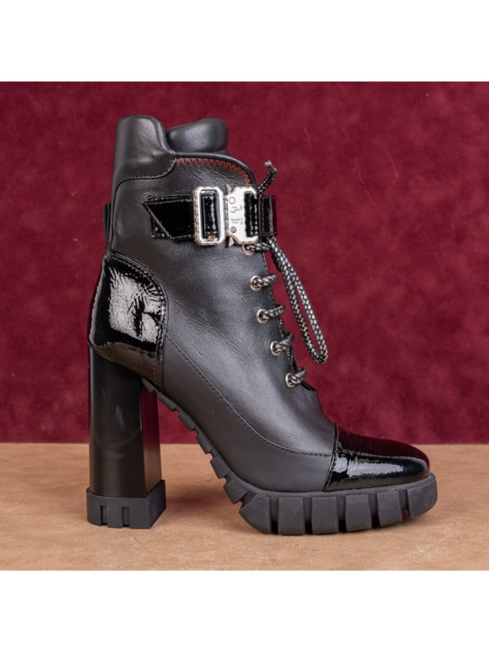 Baldinini Women Tron Black Leather Lace-up Zip Party Festival Boots 6.5US EUR37 - Picture 3 of 8